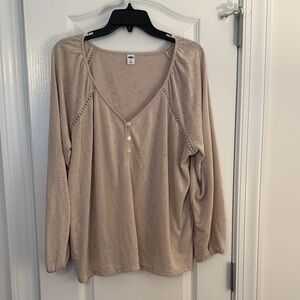 Old Navy Beige V-Neck Blouse